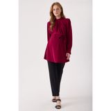 KATLİN MATERNİTY WEAR Hamile Jessica Kumaş Bluz ,Yaka fermuar Kollar Düğme Detaylı (Bordo)
