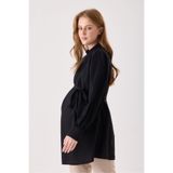 KATLİN MATERNİTY WEAR Hamile Jessica Kumaş Bluz ,Yaka fermuar Kollar Düğme Detaylı (Siyah)