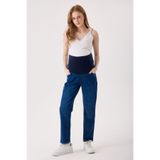 KATLİN MATERNİTY WEAR Hamile Mom fit Likrali Lacivert Kot Pantolon, Ayarlanabilir Bel