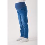 KATLİN MATERNİTY WEAR Hamile Mom fit Likrali Mavi Kot Pantolon, Ayarlanabilir Bel