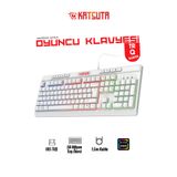 Katsuta Membran Switch Rainbow Led Işıklı Türkçe Q Gaming Oyuncu Klavyesi Beyaz Renk Klavye