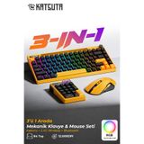 Katsuta RED Switch RGB Gaming Oyuncu Klavyesi Şarjlı Kablosuz, Kablolu Kullanım 3in1 Klavye Mouse Numpad Set