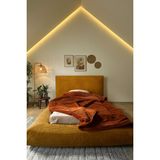 Katt Duobed Fitilli Peluş Havuzlu Baza + Başlık + Yatak Ikiz Yataklı Set Yatak - Hardal - 160 x 200 cm