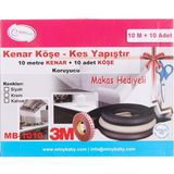 Kauçuk 10 Metre Kenar ve 10 Adet Köşe Koruyucu + Makas Hediyeli, Kahverengi - Çok Renkli