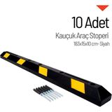 Kauçuk Araç Stoperi – 183X15X10 cm | 10'lu Dayanıklı Otopark Seti - 10 Adet