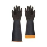Kauçuk Eldiven H2-60 - 12 Li Uzun, Yağlı Ortamlar Için Dayanıklı, 60 Cm, Siyah Kauçuk Kaplama - Şeffaf - 10