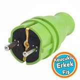 Kauçuk Erkek Düz Fiş Yeşil Renk Dayanıklı Elektrik Fişi Güçlü Kablo Bağlantısı Priz Uyumlu