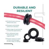 Kauçuk Grommet Çeşitleri Seti, 180 Parça 8 Farklı Boyutta Kauçuk Grommet Takımı, Araçlar ve Kablolar Için Koruma Sağlayan Kauçuk Grommetler, Kablo ve Tesisat Için Kauçuk Grommet Seti - standart