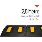Kauçuk Kablo Kanallı Otopark Rampası - 2,5 Metre Set - 30 x 50 x 10 cm