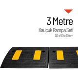 Kauçuk Kablo Kanallı Otopark Rampası - 3 Metre Set - 30 x 50 x 10 cm