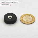 Kauçuk Kaplı Neodyum Mıknatıs – 22X7MM – M6 Vidalı