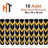 Kauçuk Otopark Köşe Kolon Koruyucu (Eko-Köşeli) 10'lu Set - Sarı - Siyah