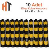 Kauçuk Otopark Köşe Kolon Koruyucu, Koruma Eko-Oval 10'lu Set - Sarı - Siyah