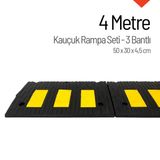 Kauçuk Rampa Set, Otopark Rampası, Kaldırım Rampası 50x30x4,5 cm - 3 Bantlı - 4 Metre