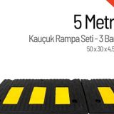 Kauçuk Rampa Set, Otopark Rampası, Kaldırım Rampası 50x30x4,5 cm - 3 Bantlı - 5 Metre