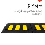 Kauçuk Rampa Set, Otopark Rampası, Kaldırım Rampası 50x30x4,5 cm - 3 Bantlı - 9 Metre