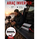 Kaufhier Araç Aküsünden Güvenli Elektrik Sağlayan 1000 Watt Inverter