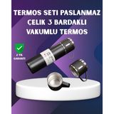 Kaufhier Paslanmaz Termos ve Ikili Bardak Seti | 612 Saat Sıcak/soğuk Tutma