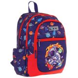 Kauıkko Kids Lacivert Kırmızı Astronot Baskılı Erkek Çocuk Okul Çantası - L5267 - Dört Gözlü