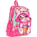 Kaukko Dört Bölmeli (Kız Çocuk - Pembe - Dondurma Yiyen Kedi) - Ilkokul Okul Sırt Çantası - L5250