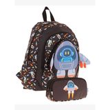 Kaukko Erkek Çocuk İçin Okul Sırt Çantası (L5264) ve Kalemlik (L8264) Seti - Siyah - 3D Roket