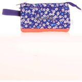 Kaukko Hat Accordion Kalem Çantası Navy Blue Flowers K2677 - Lacivert