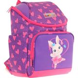 Kaukko Iki Bölmeli Ergonomik Kız Çocuk Okul Çantası (Pembe Mor - Kalpli Tavşan Desenli) - L5246 - Pembe - Mor