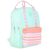 Kaukko K1767 Kız Çocuk/Kadın (Su Yeşili Pembe - Çizgi Desenli) Okul Ve Günlük Sırt Çantası