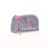 Kaukko K2530 Duble Gri Sparkle Plump Kalem Çantası