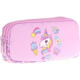 Kaukko Kıds 3 Bölmeli Kalem Çantası (Pullu Sweet)Krn-L8215