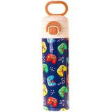 Kaukko Kids 520 ml Good Game Baskılı Lacivert - Kırmızı Erkek Çocuk Çelik Termos Matara (Çift Içim Kilitli Kapak) - L5392