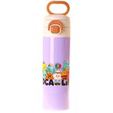 Kaukko Kids 520 ml Toca Life Baskılı Lila - Turkuaz Kız Çocuk Çelik Termos Matara (Çift Içim Kilitli Kapak) - L5341