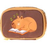 Kaukko Kids Clever Baskılı Kahverengi Erkek Çocuk Organizer Kalem Çantası - Kalemlik - L5377