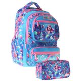Kaukko Kids Coral Pembe - Mavi Kız Çocuk Ilkokul Sırt Çantası ve Kalem Çantası Seti - SETKK-L5323C