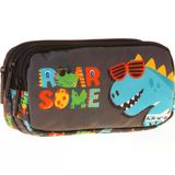 Kaukko Kids Dinazor Roar Some Baskılı Sarı - Mavi Erkek Çocuk Okul Kalemliği Kalem Çantası - L5396