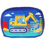 Kaukko Kids Dinazor ve Iş Makinesi Baskılı Mavi - Sarı Erkek Çocuk Organizer Kalem Çantası - Kalemlik - L5374