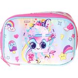 Kaukko Kids Dondurma Desenli Pembe Kız Çocuk Organizer Kalem Çantası - Kalemlik - L5293