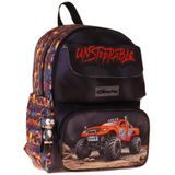 Kaukko Kids Erkek Çocuk Arazi Aracı Baskılı Okul Çantası - Siyah - Kırmızı - Soil Truck - L5359