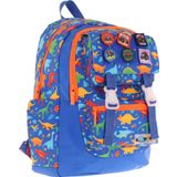 Kaukko Kids Erkek Çocuk Armalı Dinazor Desenli Ilkokul Okul Sırt Çantası (Dört Bölmeli) - Mavi - L5278