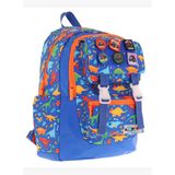 Kaukko Kids Erkek Çocuk Armalı Dinazor Desenli İlkokul Okul Sırt Çantası (Dört Bölmeli) - Mavi - L52