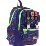 Kaukko Kids Erkek Çocuk Armalı Kamyon Desenli Ilkokul Okul Sırt Çantası (Dört Bölmeli) - Lacivert Yeşil - L5279 - Lacivert - Yeşil
