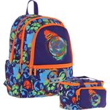 Kaukko Kids Erkek Çocuk Okul Çantası ve Isı Yalıtımlı Beslenme Çantası Seti (L5269+L7269) Futbol Topu Baskılı - Lacivert Turuncu - Lacivert - Turuncu