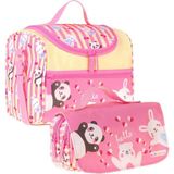 Kaukko Kids Kız Çocuk Hello Baskılı Sarı - Pembe Thermo Beslenme Çantası ve Kalemlik Seti - SETKK-L5309 - 1 Adet