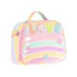 Kaukko Kids Kız Çocuk Isı Yalıtımlı Okul/piknik Beslenme Çantası (Simli Pullu Love) L7214 - Sarı