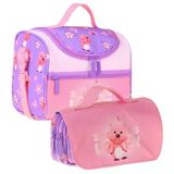 Kaukko Kids Kız Çocuk Loopy Baskılı Lila - Pembe Thermo Beslenme Çantası ve Kalemlik Seti - SETKK-L5304
