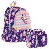Kaukko Kids Kız Çocuk Okul Çantası ve Isı Yalıtımlı Beslenme Çantası Seti (L5228+L7228) Kauçuk Unicorn - Mor