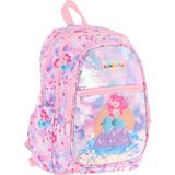 Kaukko Kids Kız Çocuk (Pembe Mavi - Pullu Denizkızı Desenli) Dört Gözlü Okul Sırt Çantası - L5217 - Pembe - Mavi