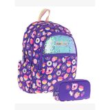 Kaukko Kids Kız Okul Çantası ve Üç Bölmeli Kalemlik Seti (Mor - Pullu Şekerleme) - (L5216+L8216)