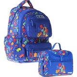 Kaukko Kids Monster Erkek Çocuk Mavi Ilkokul Sırt Çantası ve Beslenme Çanta Seti - SETKK-L5404B