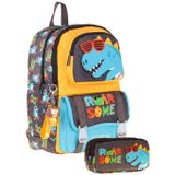 Kaukko Kids Roar Sarı - Mavi Erkek Çocuk Ilkokul Sırt Çantası ve Kalem Çantası Seti - SETKK-L5394C